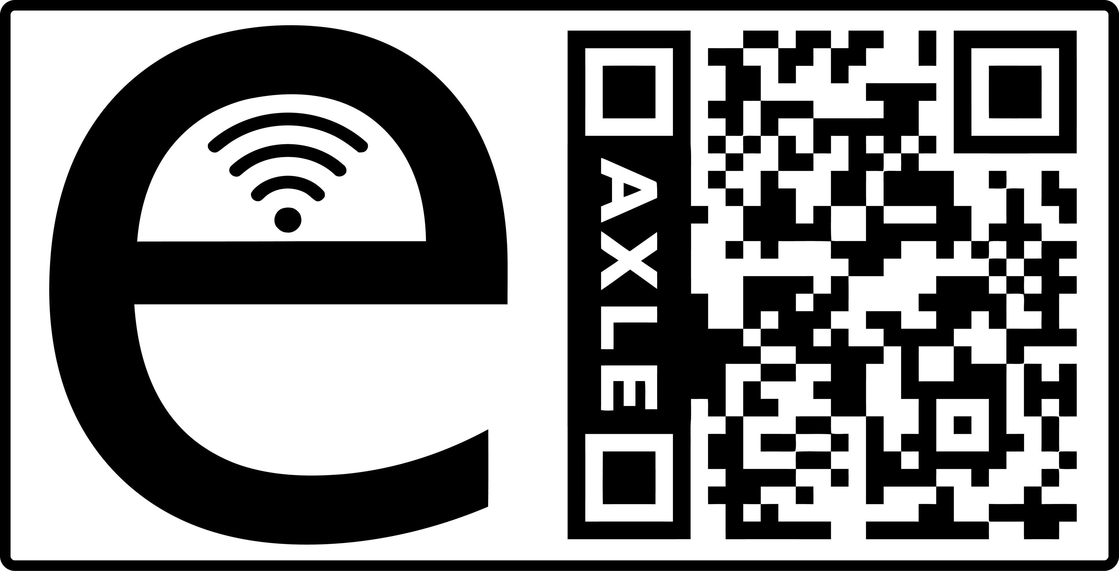 Axle ScanSafe e-Label — black on white, QR to axlescansafe.com